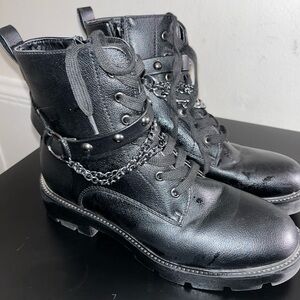 Women’s Black Combat Boots with Chains